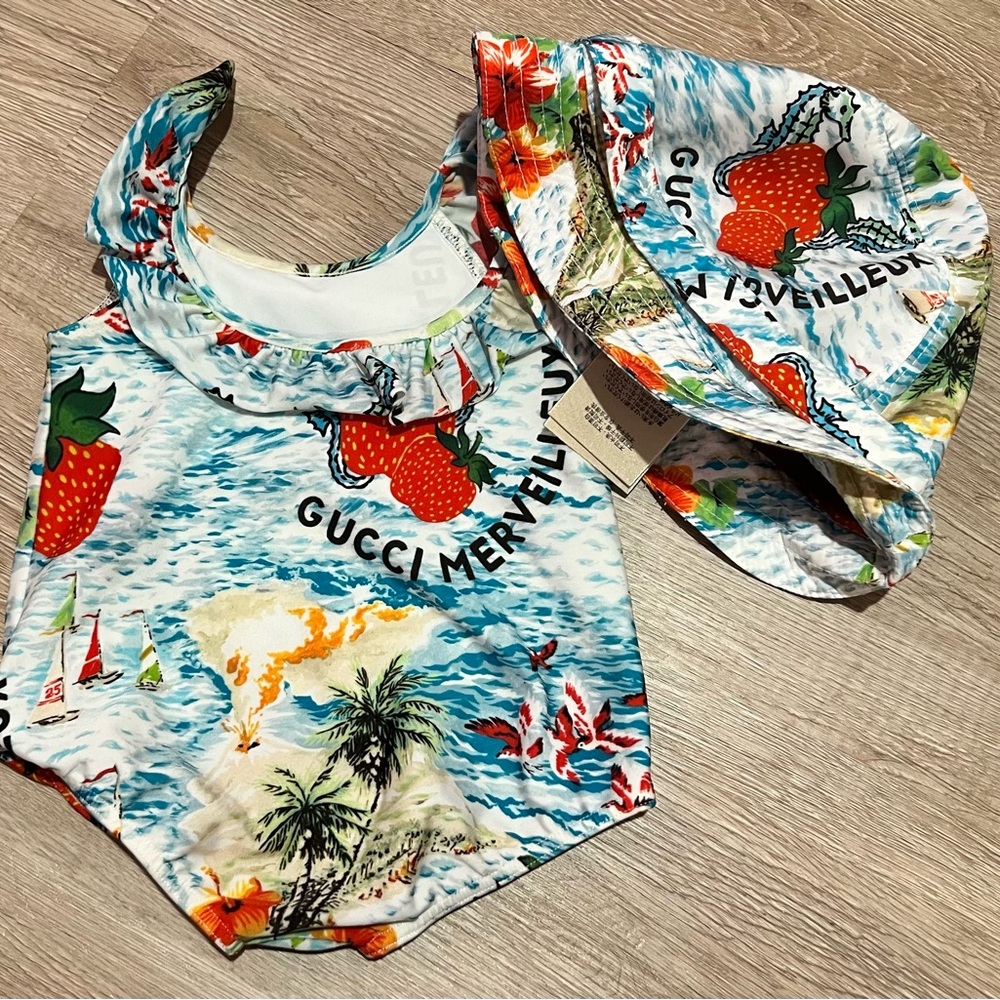Baby girl Gucci swimsuit and hat